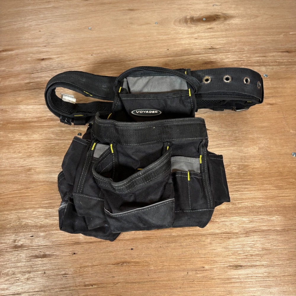 Voyager 18 Pocket Heavy Duty Tool Belt Black Padded Adjustable Work Apron 63294